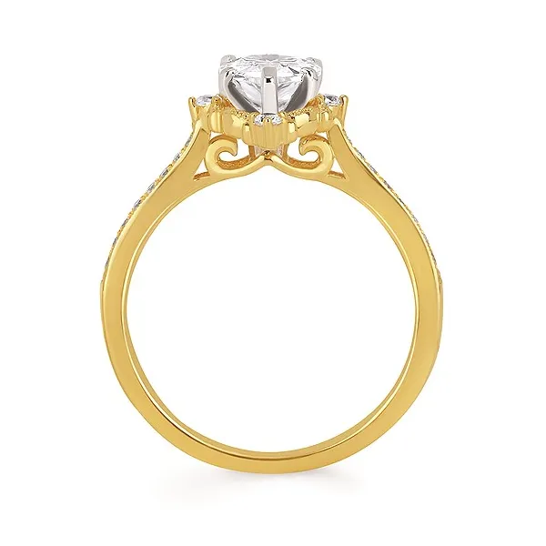 14k YG .17CT Diamond and Gold Halo with Diamond Accented Band Engagement Ring (Center Sold Separately) Image 3 Vaughan's Jewelry Edenton, NC