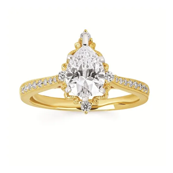 14k YG .17CT Diamond and Gold Halo with Diamond Accented Band Engagement Ring (Center Sold Separately) Vaughan's Jewelry Edenton, NC