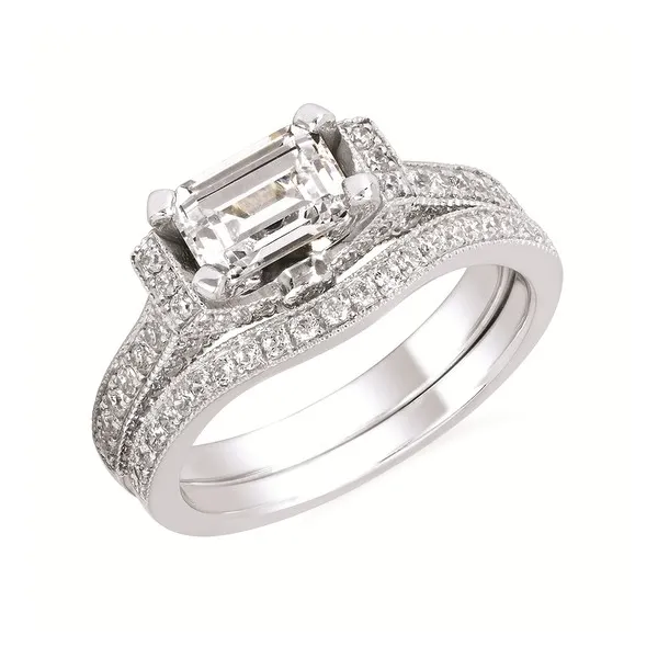 14k WG .47CT East to West Diamond Accented Engagement Ring (Center Sold Separately) Image 2 Vaughan's Jewelry Edenton, NC