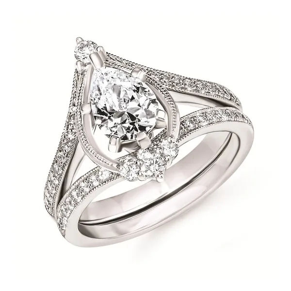 14k WG .26CT Chevron Halo Diamond Accented Engagement Ring (Center Sold Separately) Image 2 Vaughan's Jewelry Edenton, NC