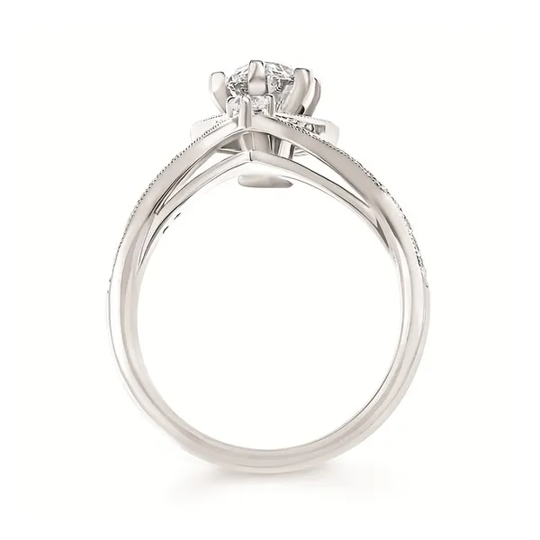 14k WG .26CT Chevron Halo Diamond Accented Engagement Ring (Center Sold Separately) Image 3 Vaughan's Jewelry Edenton, NC