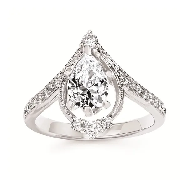 14k WG .26CT Chevron Halo Diamond Accented Engagement Ring (Center Sold Separately) Vaughan's Jewelry Edenton, NC