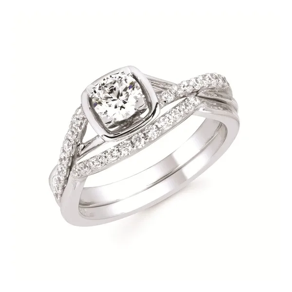 14k WG .16CT Gold Halo and Twisted Accented Diamond Engagement Ring (Center Sold Separately) Image 2 Vaughan's Jewelry Edenton, NC