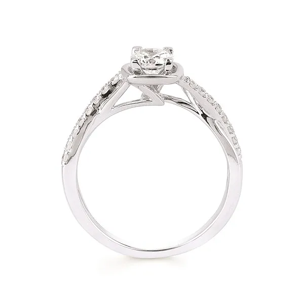 14k WG .16CT Gold Halo and Twisted Accented Diamond Engagement Ring (Center Sold Separately) Image 3 Vaughan's Jewelry Edenton, NC