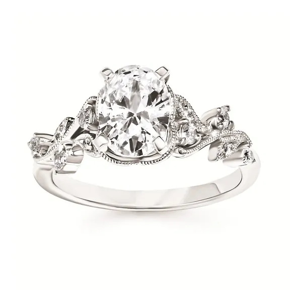 14k WG .15CT Accented Diamond Floral Inspired Engagement Ring (Center Sold Separately) Vaughan's Jewelry Edenton, NC
