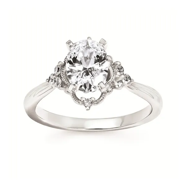 14k WG .13CT Vintage Inspired Diamond Accented Halo Engagement Ring (Center Sold Separately) Vaughan's Jewelry Edenton, NC