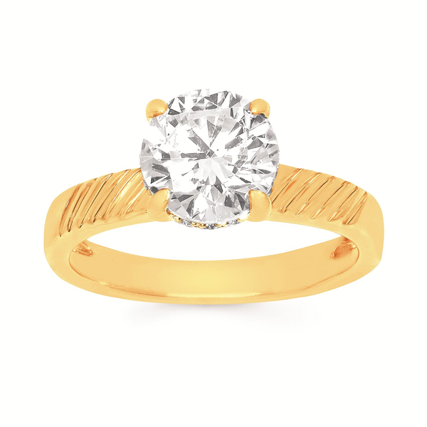 14k YG 0.07CTTW Hidden Halo D/C 4-Prong Solitaire Semi-Mount (Center Stone Sold Separately) Vaughan's Jewelry Edenton, NC