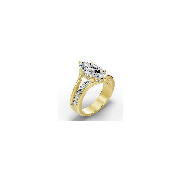 14k YG 0.50CTTW Marq Center with Hidden Halo & Accented Band Engagement Ring (Center Sold Separately) Vaughan's Jewelry Edenton, NC