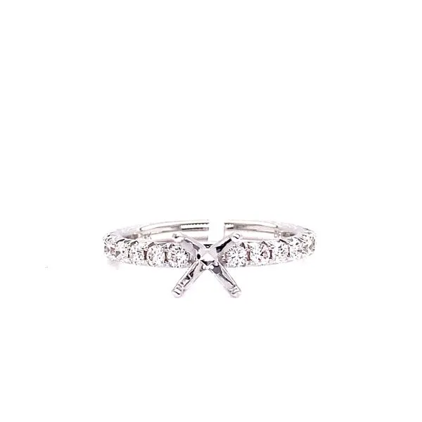 14kt White Gold 4-Prong Solitaire Engagement Ring with Diamond Accents Venus Jewelers Somerset, NJ