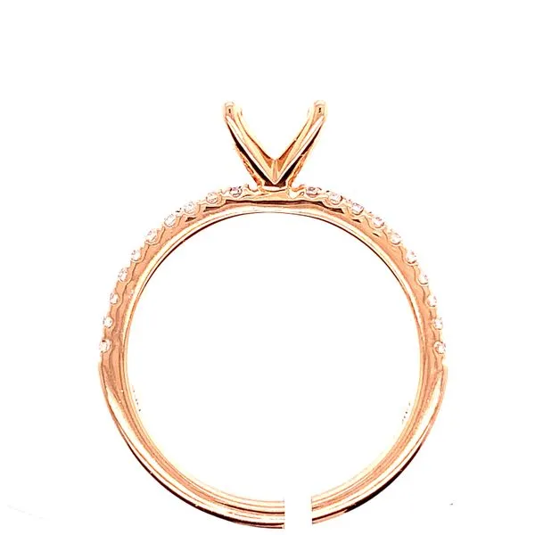 14kt Rose Gold 4-Prong Solitaire Engagement Ring with Diamond Accents Image 2 Venus Jewelers Somerset, NJ
