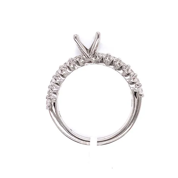 14kt White Gold 4-Prong Solitaire Engagement Ring with Shared Prong Diamond Accents Image 2 Venus Jewelers Somerset, NJ