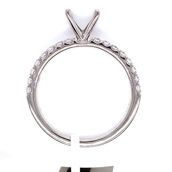 14kt White Gold 4-Prong Solitaire Engagement Ring with Diamond Accents Image 2 Venus Jewelers Somerset, NJ