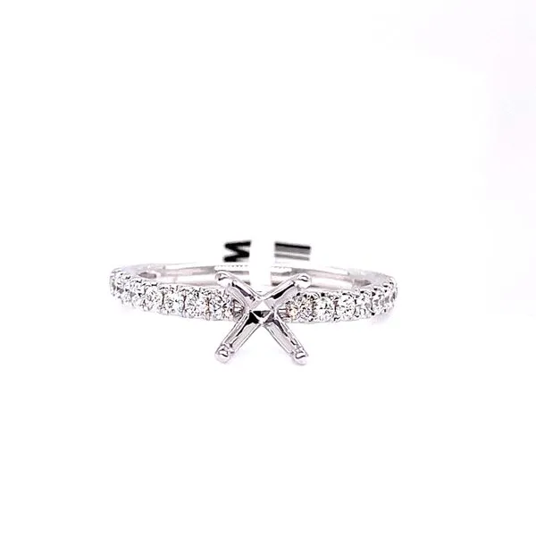 14kt White Gold 4-Prong Solitaire Engagement Ring with Diamond Accents Venus Jewelers Somerset, NJ