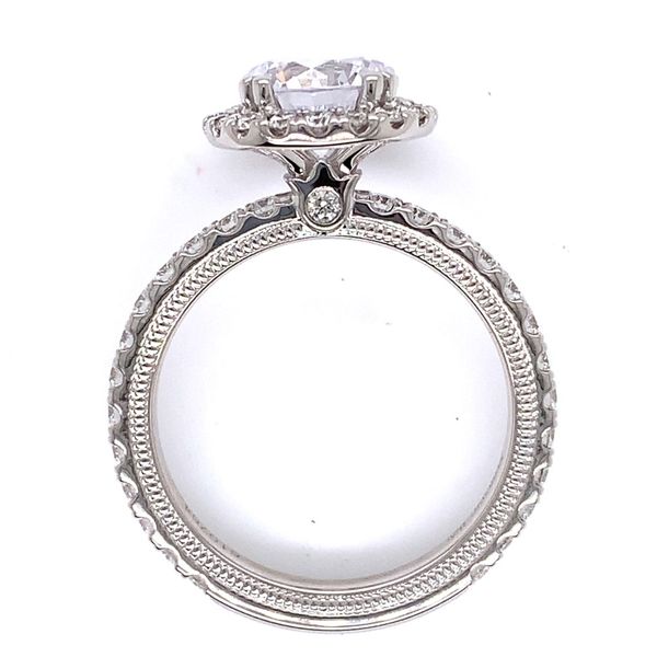14 Karat White Gold Round Halo Engagement Ring by Verragio Image 2 Venus Jewelers Somerset, NJ