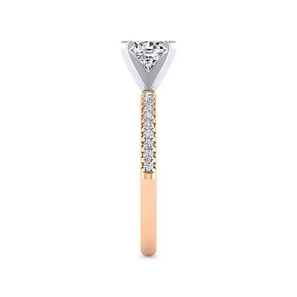 Diamond Solitaire Engagement Ring Setting in 14K Rose & White Gold Image 2 Venus Jewelers Somerset, NJ