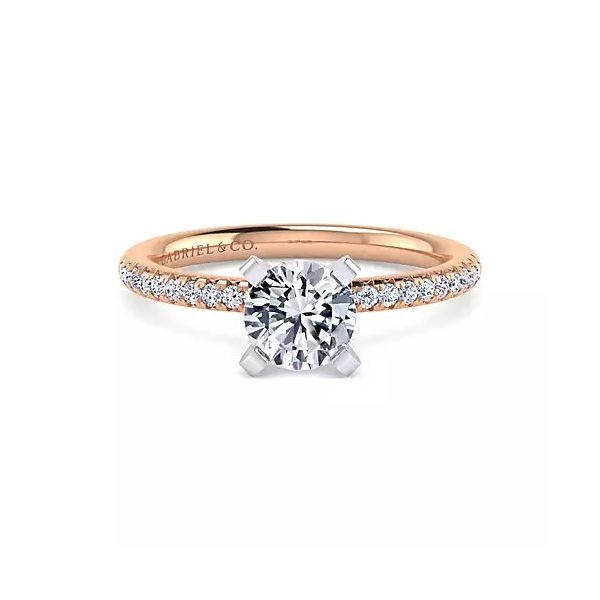 Diamond Solitaire Engagement Ring Setting in 14K Rose & White Gold Venus Jewelers Somerset, NJ