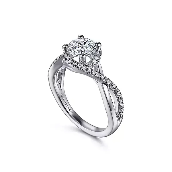 Lady's White 14 Karat Halo Engagement Ring Size 6.5 With 0.22Tw Round G/H Si2 Diamonds Image 2 Venus Jewelers Somerset, NJ