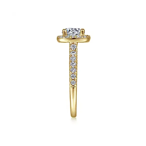 14K Yellow Gold Cushion Halo Round Diamond Engagement Ring Image 4 Venus Jewelers Somerset, NJ