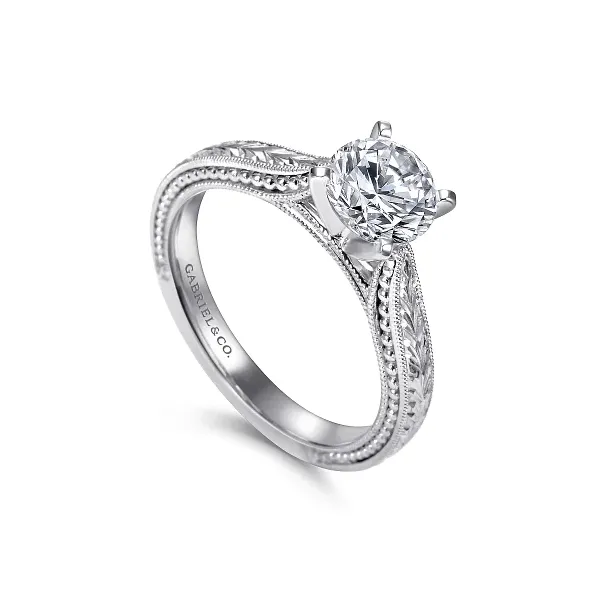 Vintage-Inspired Engagement Ring Setting in 14K White Gold Image 2 Venus Jewelers Somerset, NJ