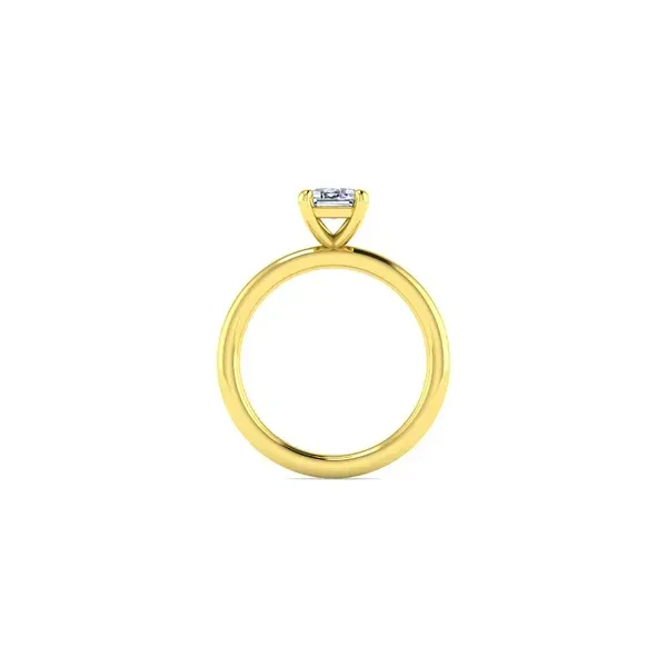 Ultra Whisper Thin Emerald and Radiant Cut Solitaire Diamond Engagement Ring in 14K Yellow Gold Image 2 Venus Jewelers Somerset, NJ