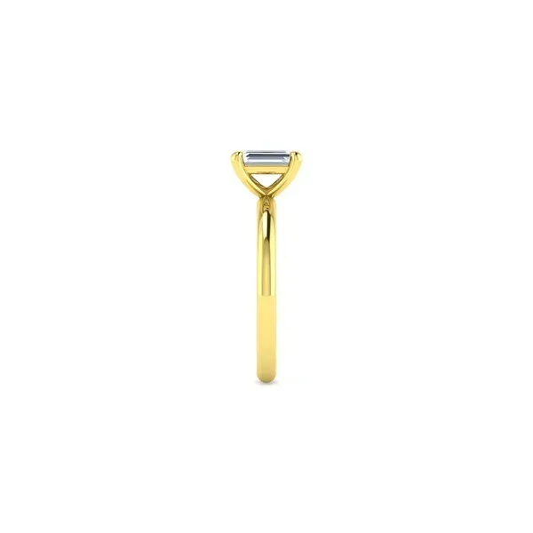 Ultra Whisper Thin Emerald and Radiant Cut Solitaire Diamond Engagement Ring in 14K Yellow Gold Image 3 Venus Jewelers Somerset, NJ