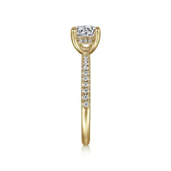 The Perfect Hidden Halo Round Diamond Solitaire Engagement Ring in 14K Yellow Gold with Minipavé Image 3 Venus Jewelers Somerset, NJ