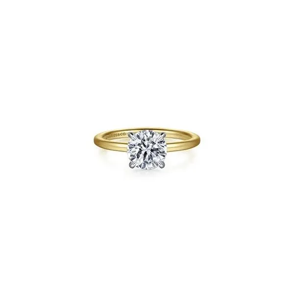 The Perfect Hidden Halo Round Diamond Solitaire Engagement Ring in Two-Tone 14K Gold Venus Jewelers Somerset, NJ