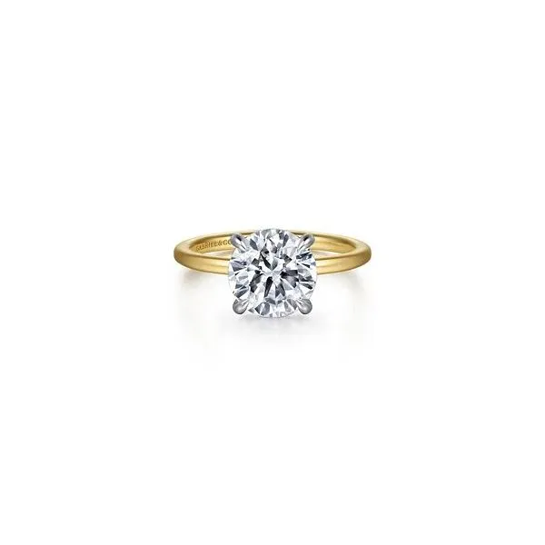 The Perfect Hidden Halo Round Diamond Solitaire Engagement Ring in Two-Tone 14K Gold Venus Jewelers Somerset, NJ