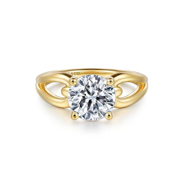 Contemporary Split Shank Engagement Ring Setting in 14K Yellow Gold Venus Jewelers Somerset, NJ
