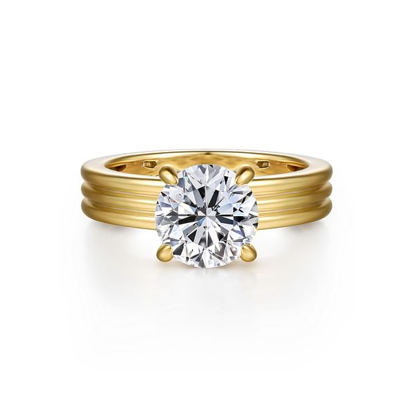 Contemporary Chunky Diamond Engagement Ring Setting in 14K Yellow Gold Venus Jewelers Somerset, NJ