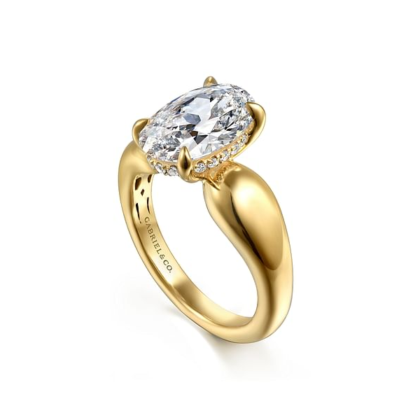 Bold Oval Diamond Engagement Ring Setting in 14K Yellow Gold Image 2 Venus Jewelers Somerset, NJ