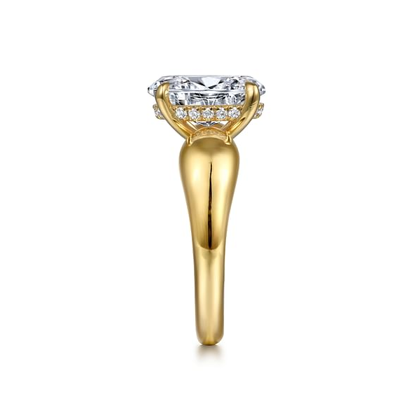 Bold Oval Diamond Engagement Ring Setting in 14K Yellow Gold Image 3 Venus Jewelers Somerset, NJ