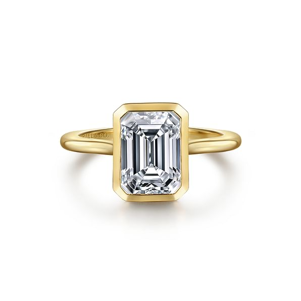 Emerald-Cut Bezel Solitaire Engagement Ring Setting in 14K Gold Venus Jewelers Somerset, NJ