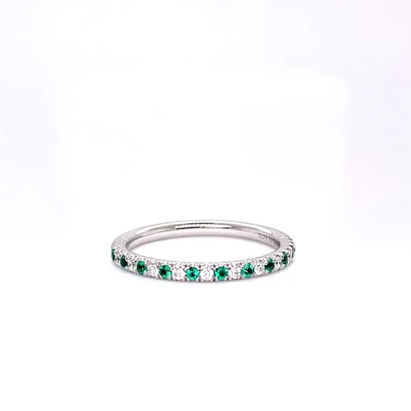 Lady's White 14kt Diamond and Emerald Wedding Band Venus Jewelers Somerset, NJ