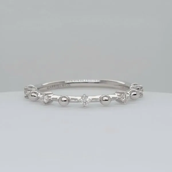 14K White Gold Alternating Diamond and Bujukan Ball Ring Venus Jewelers Somerset, NJ
