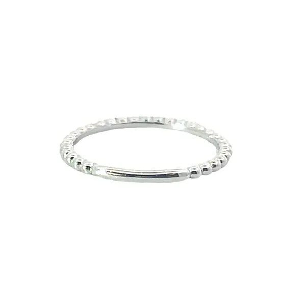 14K White Gold Bujukan Bead and Diamond Stackable Ring Image 3 Venus Jewelers Somerset, NJ