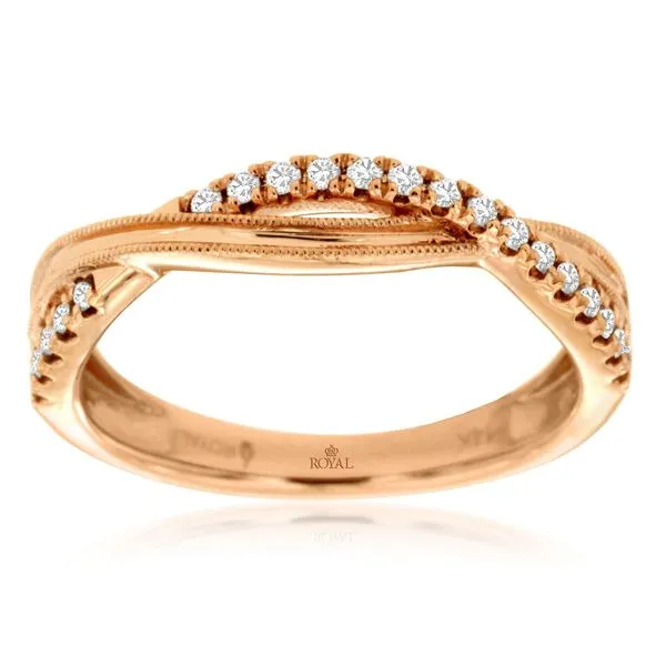 14Kt Rose Gold Criss Cross Wedding Band Venus Jewelers Somerset, NJ