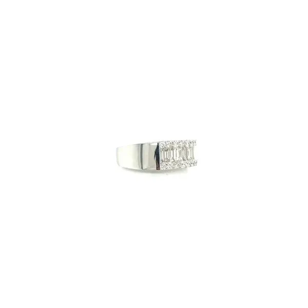 14kt White Gold Channel-Set Baguettes with Micro-Pave Round Diamond Band Image 2 Venus Jewelers Somerset, NJ