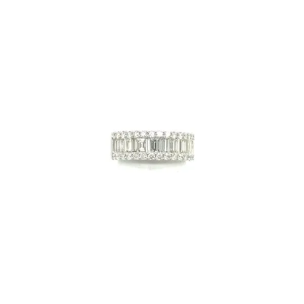 14kt White Gold Channel-Set Baguettes with Micro-Pave Round Diamond Band Venus Jewelers Somerset, NJ