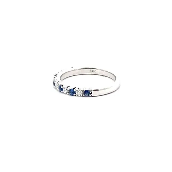 Lady's White Gold Alternating Sapphire & Diamond Band Image 2 Venus Jewelers Somerset, NJ