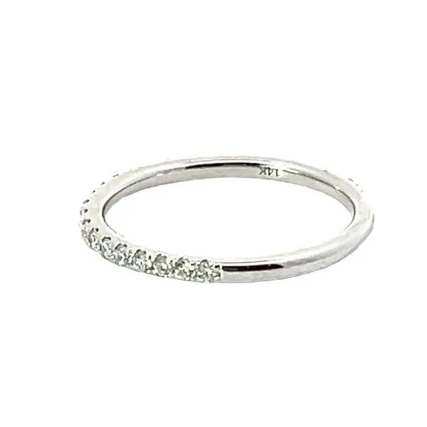 Lady's 14K White Gold Pave Wedding Band with 19 Round Diamonds Image 2 Venus Jewelers Somerset, NJ
