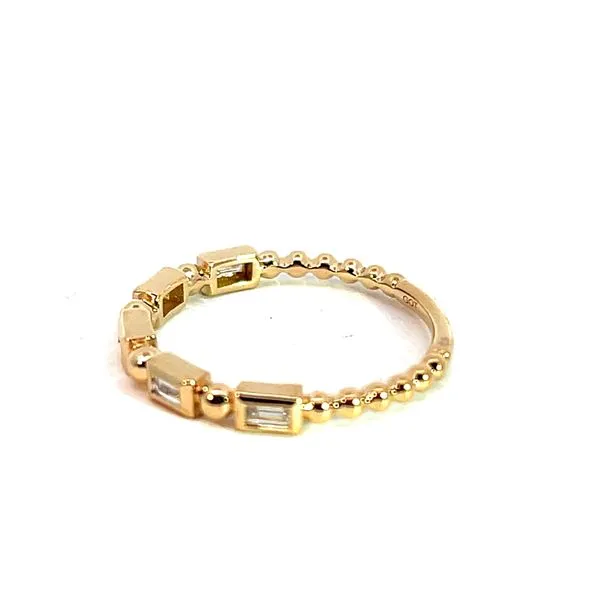 Lady's 14K Yellow Gold Stackable Wedding Band with 5 Emerald Diamonds Image 2 Venus Jewelers Somerset, NJ