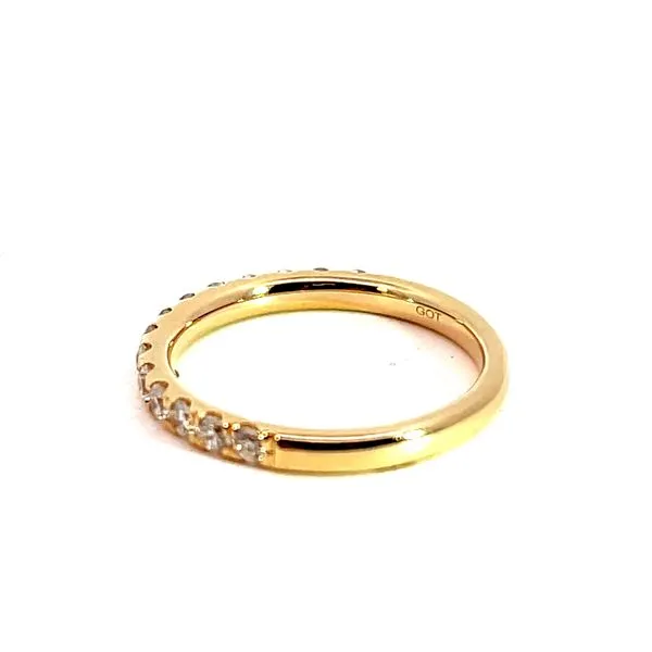 Lady's 14K Yellow Gold Pave Wedding Band with 14 Round Diamonds Image 2 Venus Jewelers Somerset, NJ