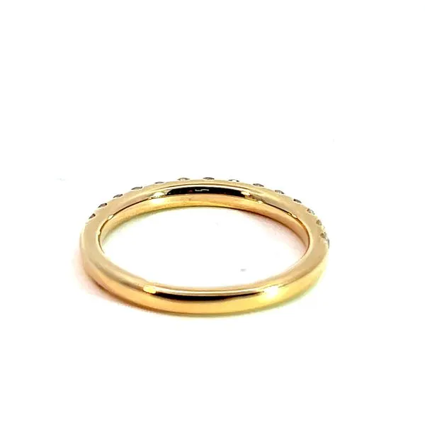 Lady's 14K Yellow Gold Pave Wedding Band with 14 Round Diamonds Image 3 Venus Jewelers Somerset, NJ