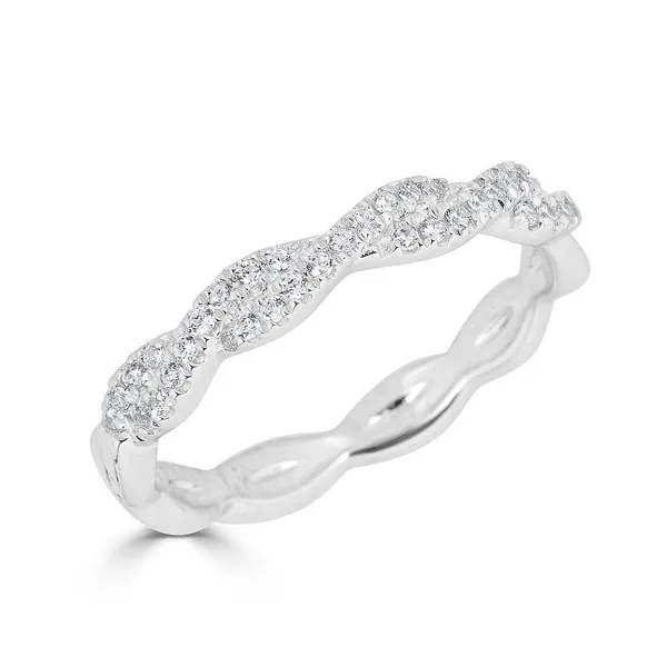 White 14K Gold Twisted Diamond Stackable Wedding Band – Size 6.5 Venus Jewelers Somerset, NJ