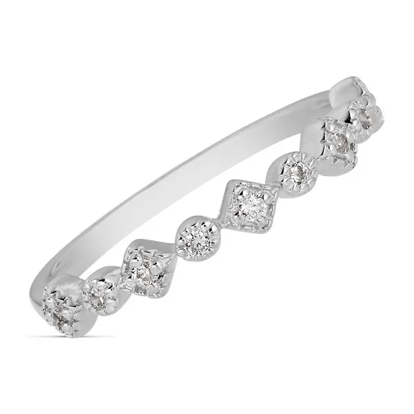 14K White Gold Round & Princess Diamond Stackable Wedding Band – Size 6.5 | Venus Jewelers Venus Jewelers Somerset, NJ