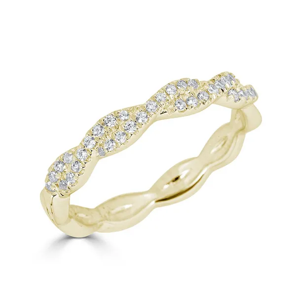 14K Yellow Gold Twisted Diamond Stackable Wedding Band – Size 6.25 | Venus Jewelers Venus Jewelers Somerset, NJ