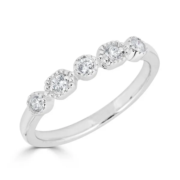 14K White Gold Hexagon & Round Diamond Stackable Wedding Band – Size 6.25 | Venus Jewelers Venus Jewelers Somerset, NJ