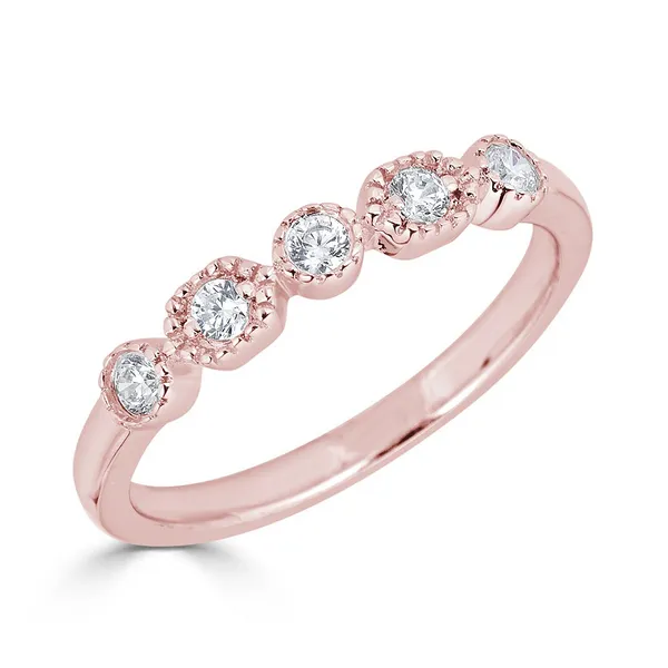 14K Rose Gold Hexagon & Round Diamond Stackable Wedding Band – Size 6.5 | Venus Jewelers Venus Jewelers Somerset, NJ