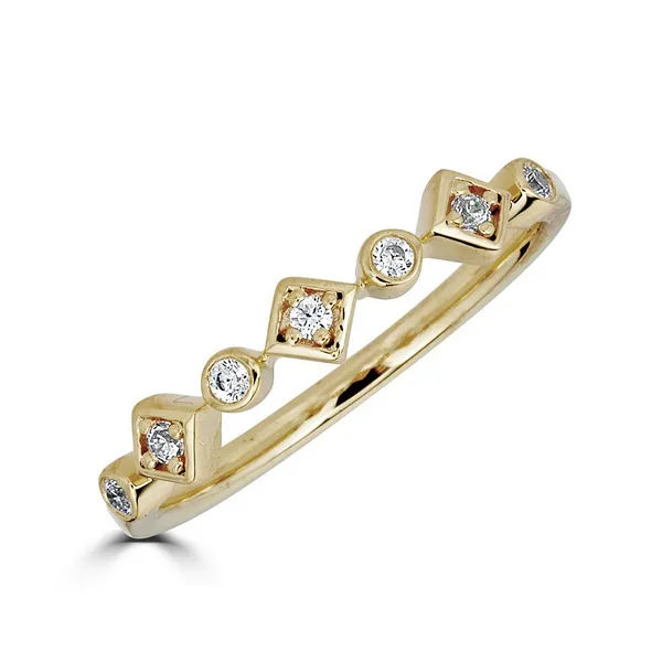 14K Yellow Gold Round & Square Diamond Stackable Wedding Band – Size 6.25 | Venus Jewelers Venus Jewelers Somerset, NJ